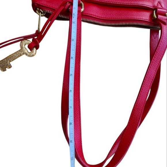 Fossil Red Leather Small Tote Bag Purse - Picture 6 of 14